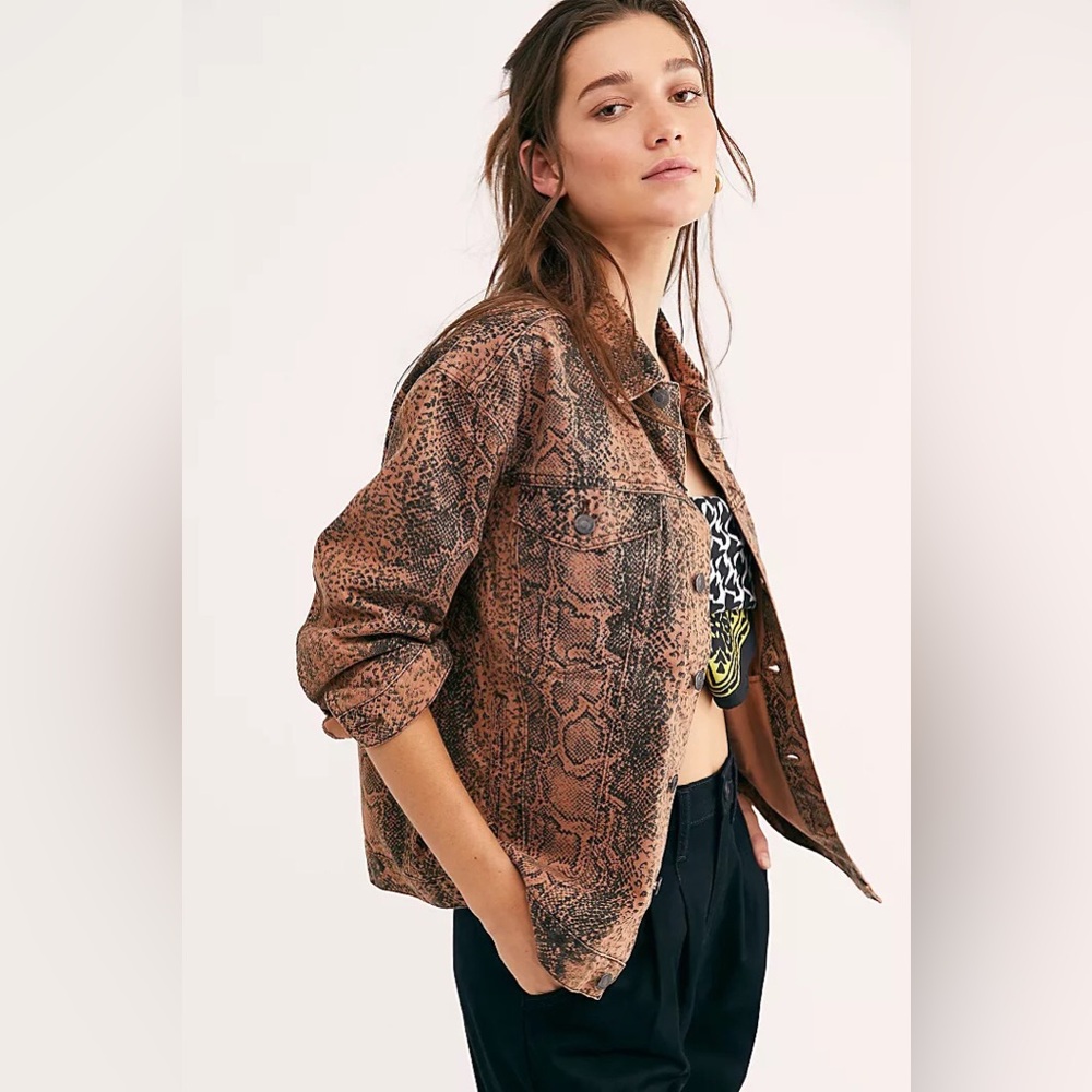 Free People Snake Trucker Jacket